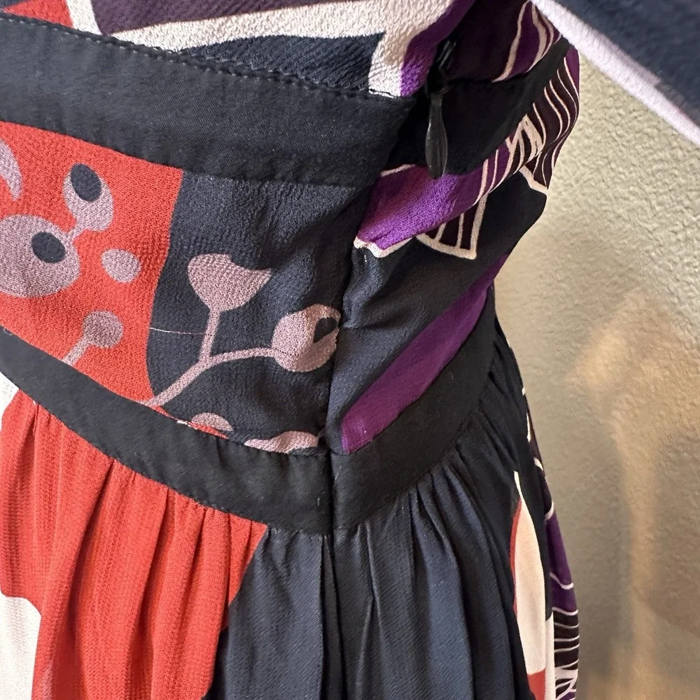 Anthropologie LET ME BE Floral Midi‎ Dress M Flowy Black Purple Party Wedding - Picture 7 of 15